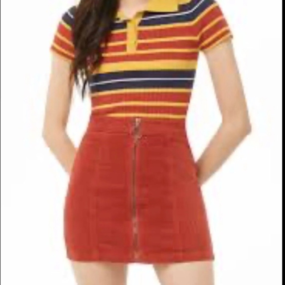 FOREVER 21 Y2K CORDUROY FRONT ZIP SKIRT